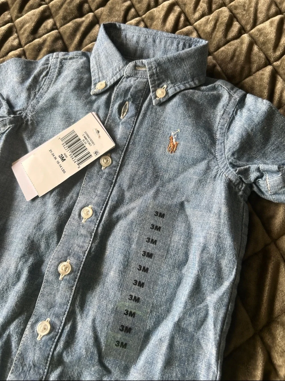Ralph Lauren Light Blue Chambray Button-Down One-Piece Romper